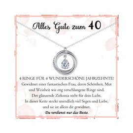 PDTU Birthday Gift for Women 30-90, Cubic Zirconia Necklace Gift Birthday Gift for Women Wife Girlfriend Mum Grandma Aunt Daughter Granddaughter Niece Sister for Birthday Mother's Day, Cubic Zirconia