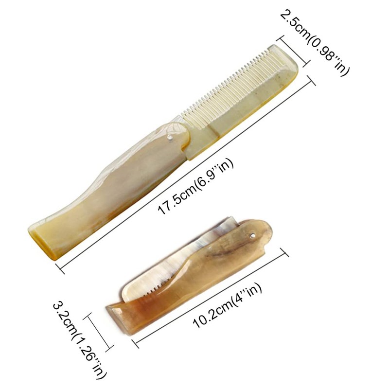 Yak Horn Foldable Beard Combs for Men Pocket Fine Tooth