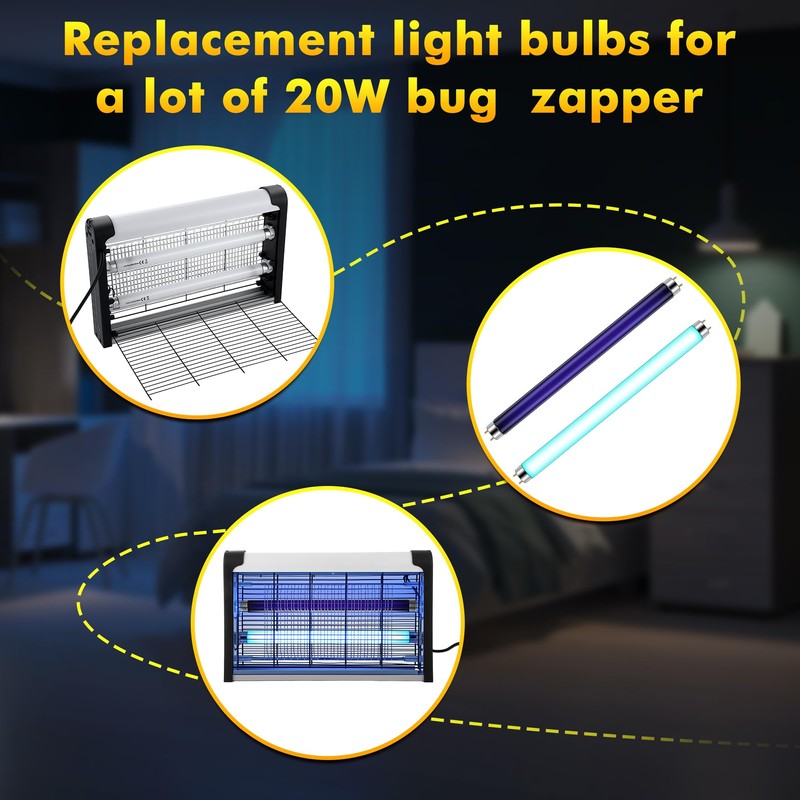 Qualirey 8 Pcs T8 Bug Zapper Replacement Bulbs, 10w Bug