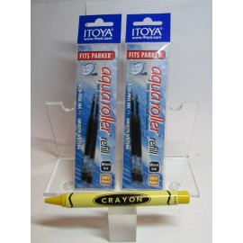ITOYA  Set of 4, 2PK X2 Itoya Aqua Roller Refill, 1.0mm, BLACK -FIT ACME CRAYON PEN