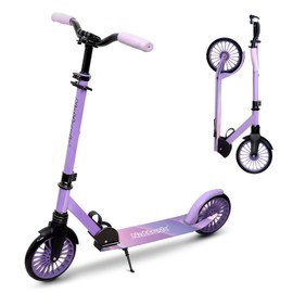 Nattork Kick Scooter for Teens Adults, Max Load 240 LBS, Adjustable Height Foldable with 8" Large Wheels, Anti-Shock Suspension Purple