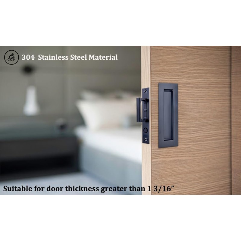 Dontay Sliding Pocket Door Handles, 304 Stainless Steel Non Locking