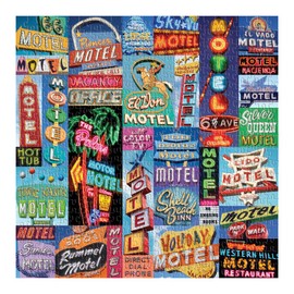 Galison Vintage Motel Signs 500 Piece Jigsaw Puzzle for Adults, Classic Family Puzzle with 500 Pieces and Vintage Artwork