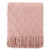 BATTILO HOME Pink Throw Blanket Diamond Pattern Indoor Outdoor Knitted