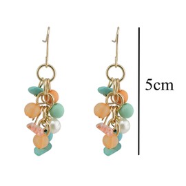 Coiris 4 Pairs Fashion Dangle Tassel Pendant Earrings Imitation Turquoise Beads Earring Set for Women (ES1008)