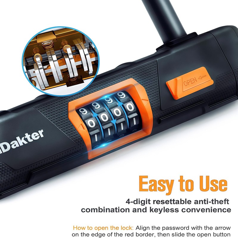NDakter Bike Locks Heavy Duty Anti Theft, Keyless Combination Motorcycle