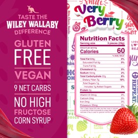 Wiley Wallaby 5.5 Ounce Very Berry Low Sugar Gluten Free Gourmet Australian Style Soft & Chewy Licorice Candy Twists (5.5 Ounce (Pack of 3))