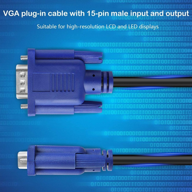 PASOW VGA to VGA Monitor Cable HD15 Male to Male