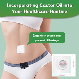 30PCS Disposable Castor Oil Pack Wrap for Belly Button – Highly Absorbent, Self-Adhesive Organic Cotton, No Wash, Anti-Leakage, Easy to Use,Square, White (Oil Not Included)
