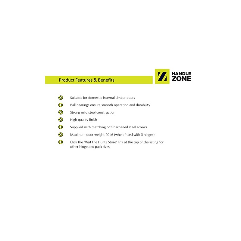 HANDLEZONE® Door Hinges 2 Pairs 76mm / 3 inch Ball