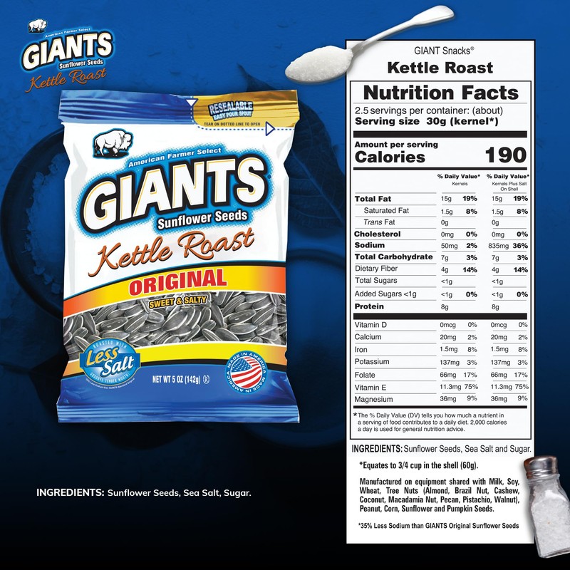 GIANTS Kettle Roast Sweet & Salty Sunflower Seeds - Sunflower
