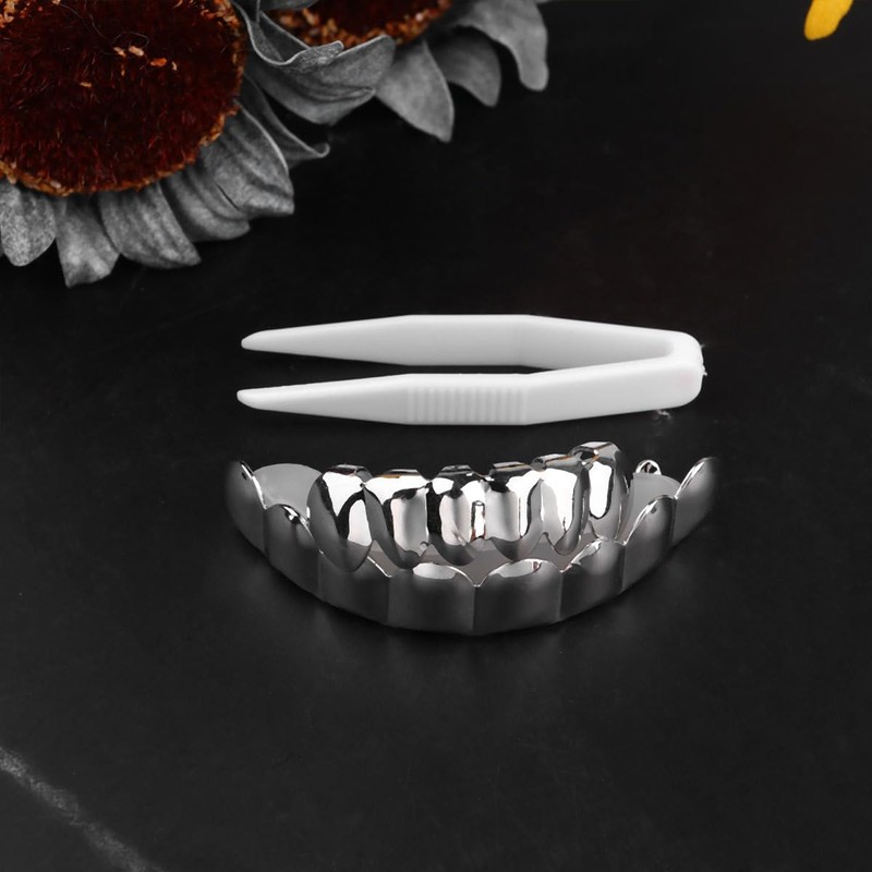 PRETYZOOM Silver Teeth for Men and Women Mouth Top Bottom