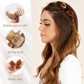 16 PCS Small Hair Clips for Women & Girls, Durable Matte Claw Clips for Thin Hair, Strong Hold Medium Hair Claw Clips, Mini Hair Clips, Cute Hair Accessories Leopard Print