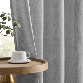 Ravorrato - Cortinas semitransparentes de 63 pulgadas de longitud para sala de estar con ojales, cortinas transparentes de privacidad con aspecto de lino, filtrado de luz para recámara, tratamiento de