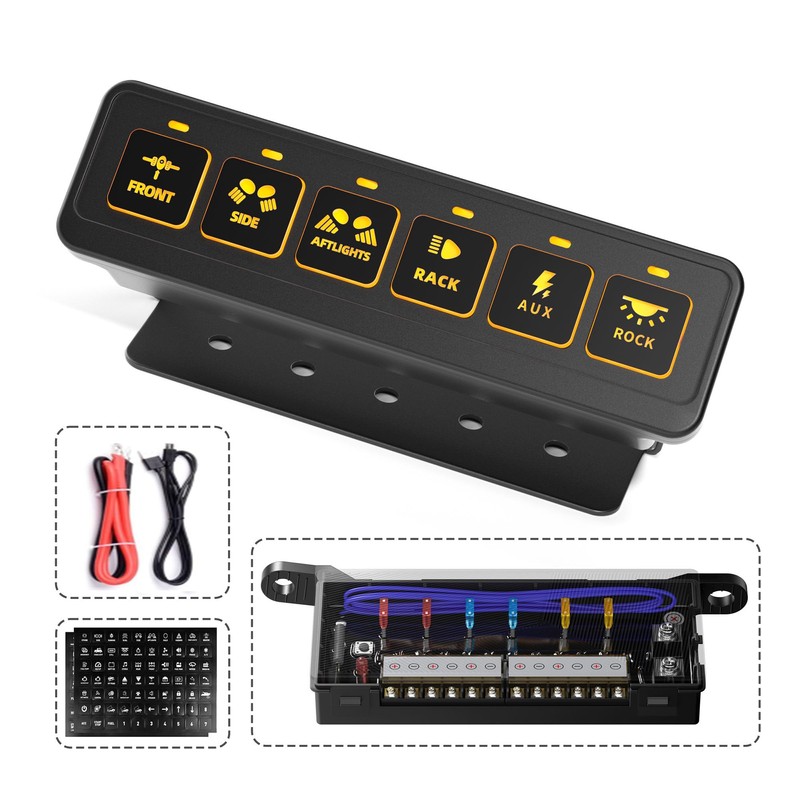 Somaer Wireless 6 Gang Switch Panel,Multifunction Remote Control Offroad Light