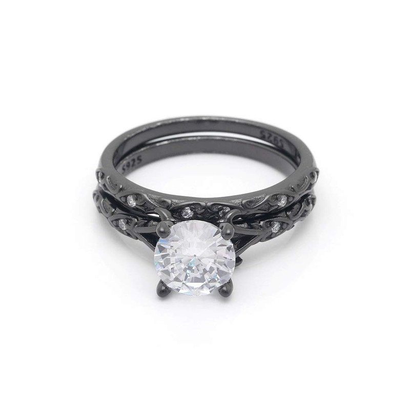 Lannelle Black Wedding Ring Set for Women by Ginger Lyne