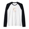 WOMENS LETTER 'C' INITIAL WATERCOLOR DUSTY PINK ROSE FLOWER Raglan