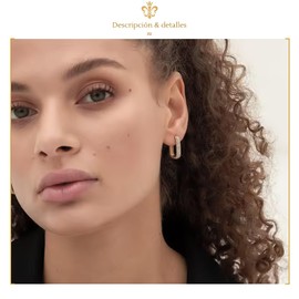 IMPERO JEWELRY Aretes Para Mujer Arracadas Chunky con Cristales Zirconia Brillantes Oro Laminado Pendientes Clasicos Para Regalo