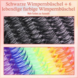 MOTIBACK Coloured Lash Cluster Set, 600 Pieces Colourful & Black Individual Eyelashes, 9-18 mm, 30D/40D/50D & 7 Colours (9-18 mm), DIY Eyelash Extensions Set for Creative Looks