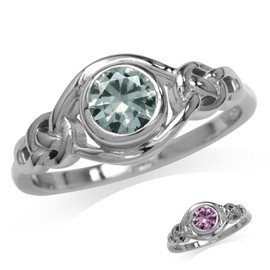 Silvershake Simulated Color Change Alexandrite White Gold Plated 925 Sterling Silver Celtic Knot Ring Size 5
