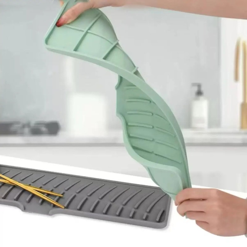 Kitchen Faucet Silicone Mat – Anti-Slip Sink Drain Protection, Slope