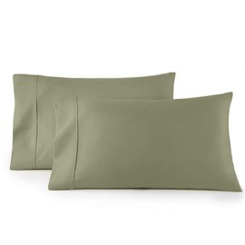 Royal Tradition Solid 300 Thread Count, 100 Percent Cotton Standard/Queen Pillow Cases, Set of 2, Sage, Soft Pair of Pillowcases