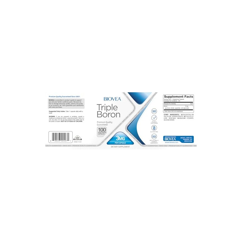 Biovea | Triple Boron 3 Mg | Combinaci?n de Citrato,