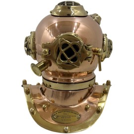 Handcrafted Divers Diving Helmet Miniature US Navy Replica Marine Sea Mini Divers Helmet Collectible Look Copper & Brass Finish Home Office Tabletop Decorative Item