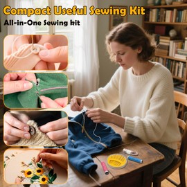 Portable Sewing Kit – Complete Travel Sewing Supplies with Thread, & Accessories – Perfect Emergency Repair Kit for Home, Travel, Dorms | Great Gift for Moms, Grandmas, DIY Beginners & Craft Lovers