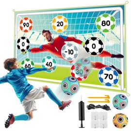 KADAYAYA Football Playset Toy for Children, Indoor Outdoor Football Playset with 2 Velcro Balls, Foldable Football Goals, Christmas Birthday Gifts, Football Toy for Children 5 6 7 8 Years