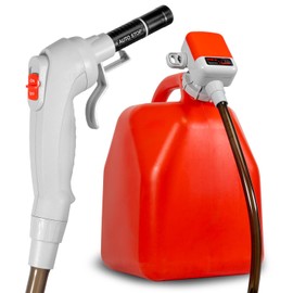 TERA PUMP Battery Powered Fuel Transfer Pump with On/Off Power Nozzle, Universal Gas Can Adapter, 3.28 ft Vinyl Hose, and Anti-Spill Sensor (2.6 GPM) - 4 AA Battery Powered