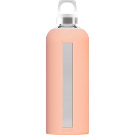Sigg - Glass Water Bottle - Star Shy Pink - Soft Silicon Cover - Leakproof - Dishwasher Safe - BPA Free - Broscilate Glass - 29 Oz