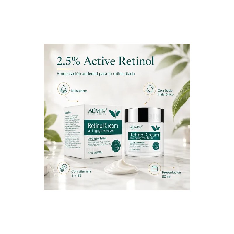 Crema Facial Retinol 2.5% Aliver Hidrata Rejuvenece 50ml