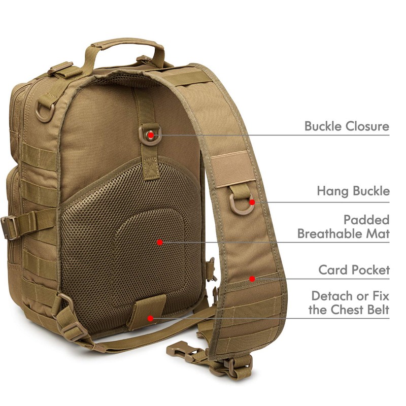 G4Free Tactical Sling Backpack Big Molle EDC Crossbody Bag Pack