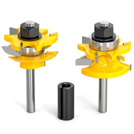 MEANLIN 2PCS Bit Thumbnail Rail and Stile Router Bit Set 1/4 Inch Shank Woodworking Tongue and Groove Router Bit Raised Panel Milling Cutter Tools for Cabinet Door, Frames and More