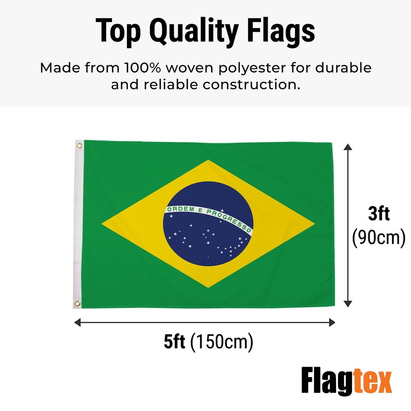 Flagtex Brazil Flag 5ft x 3ft (150cm x 90cm) -