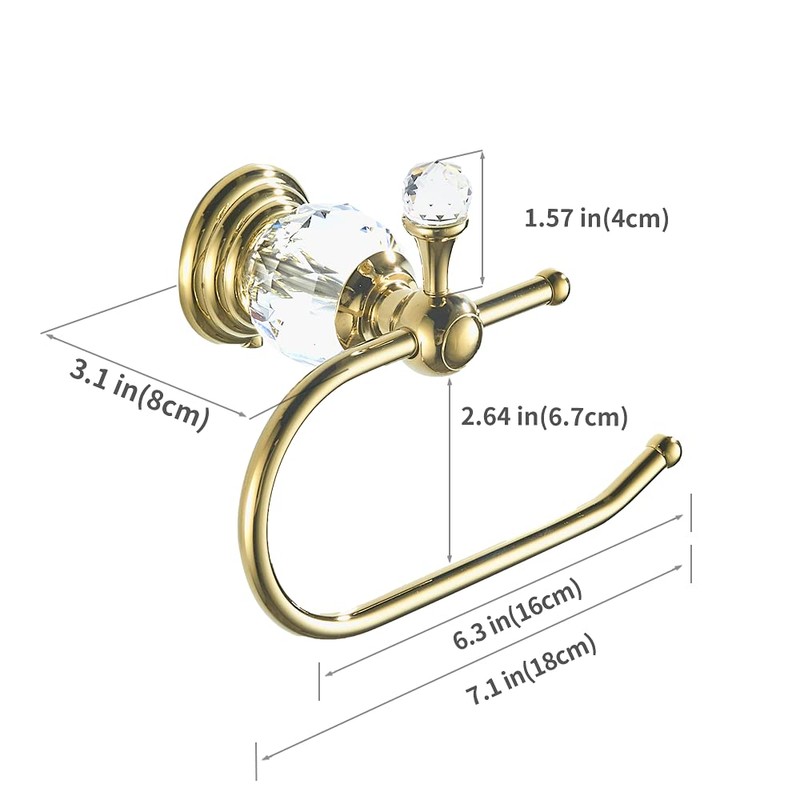 WOLIBEER Polished Gold Toilet Paper Holder, Brass Crystal Tissue Holder