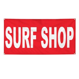 Vinyl Banner Multiple Sizes Surf Shop Red Background Business Outdoor Weatherproof Industrial Yard Signs 10 Grommets 60x144Inches