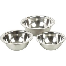 ABRUS Stackable Mixing Bowl Set (3pc) – Stainless Steel Deep Mixing Bowls – Kitchen Serving Bowls for Cooking Baking Meal and Salad Prep