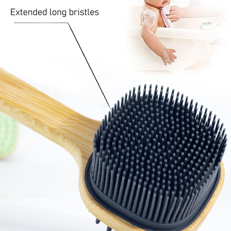 Long Handle Bath Brush with Handing Rope Silicone Shower Back