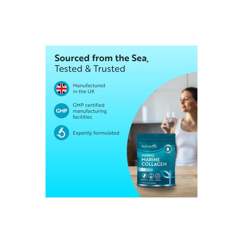 Nutravita Marine Collagen Tablets 1400mg & Hyaluronic Acid - 60-1