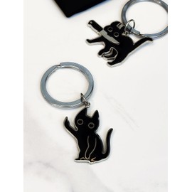 Infxyfy 2 Pcs Cute Cat Keychain Cute Funny Gifts for Women Men Cute Keychain Friendship Gift Black Cat Cool Stuff