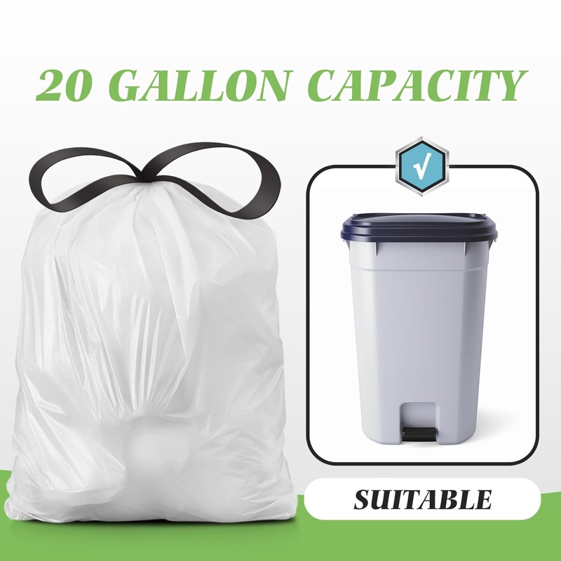 20 Gallon 120 Counts (fit 18-20 Gal) Large Drawstring Trash