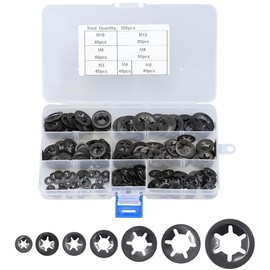 Glvaner 280 Pack Internal Teeth Star Lock Washers Quick Speed Lock Washers 7 Sizes M3/M4/M5/M6/M8/M10/M12 Internal Teeth Washers Stainless Steel Assortment Kit Plum Shape Surgeon with Storage Case