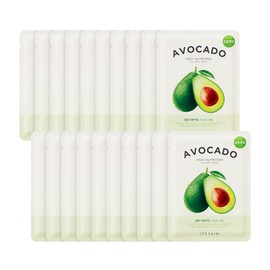 It's Skin Fresh Avocado Mask Sheet Pack 20g, 1 pack, 20 pieces / 잇츠스킨 생생 아보카도 마스크 시트 팩 20g, 1개입, 20개