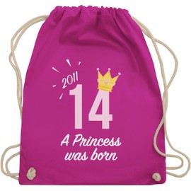 Shirtracer - Gym Bag Backpack - 14th Birthday - Fourteenth Girl Princess 2010, 4 Fuchsia