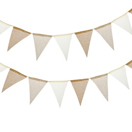 Elegaperma 8 M Hessian Bunting,Boho Beige Brown Burlap Bunting