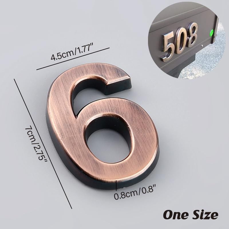 AIMALL 2 Number Sticker Plate for Door Address, Copper Plated