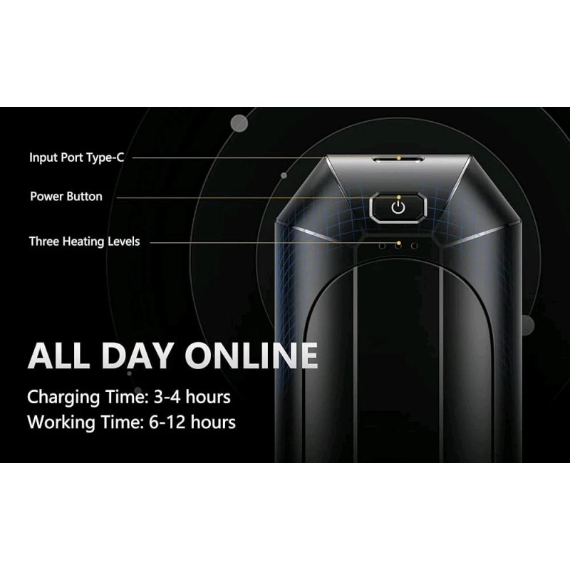 Dnaleao Black Hand Warmers USB Rechargeable - Use Separately or