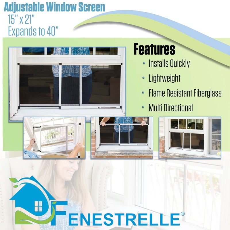 Fenestrelle Expandable Window Screen – 15″ H × 21″–40″ W